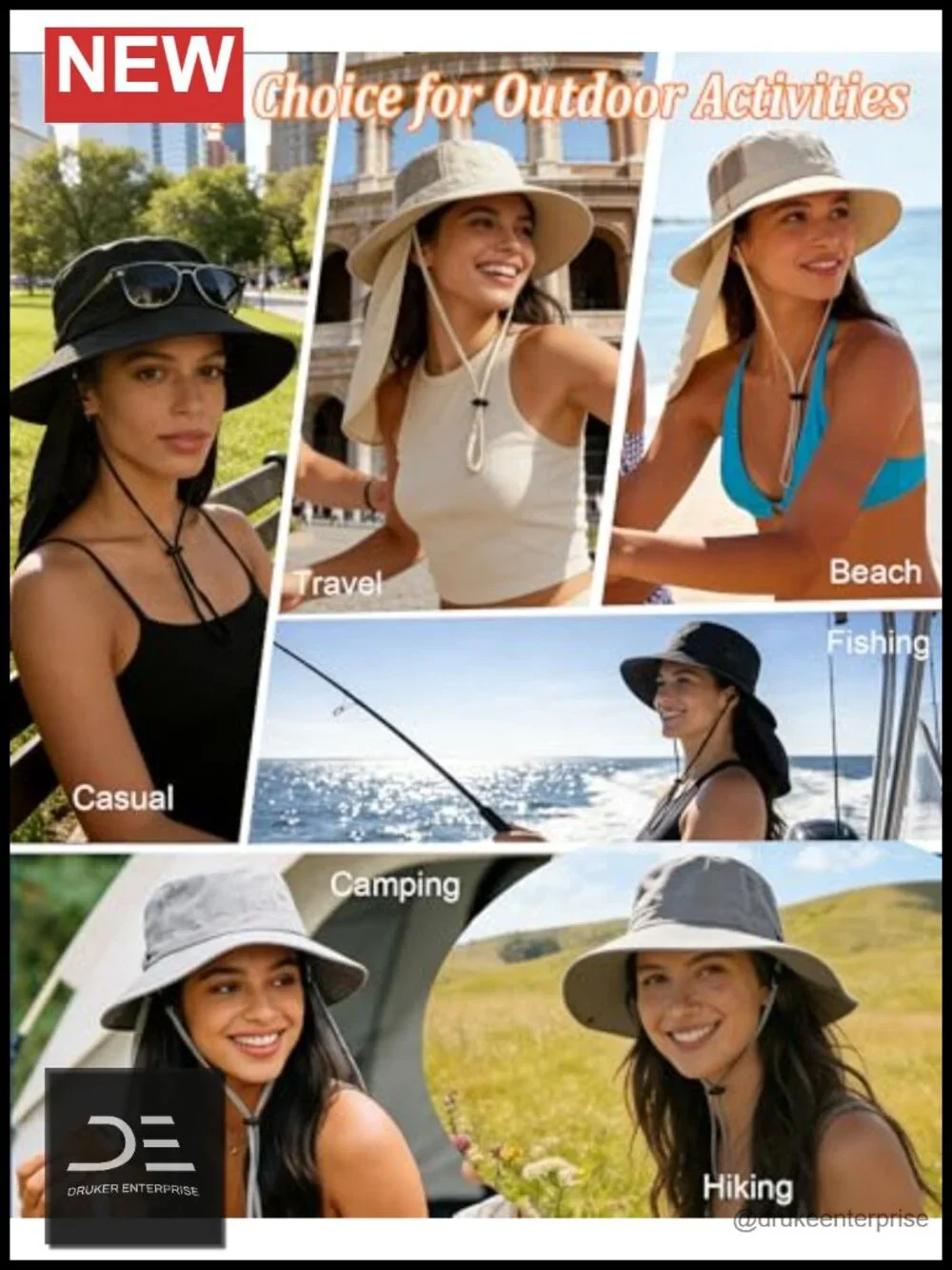 UPF 50+ Sun Hat with Detachable Neck Flap Packable Bucket Hat for Fishing Hiking